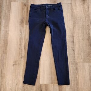 American Eagle Jeggings Womens 2 Dark Wash Super Stretch Skinny Jeans Mid Rise